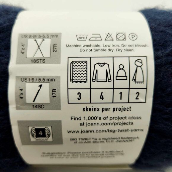 Big Twist Spice Yarn Mood Indigo One Skein Medium Weight #4 Jo-Ann Fabrics NOS - Picture 4 of 7